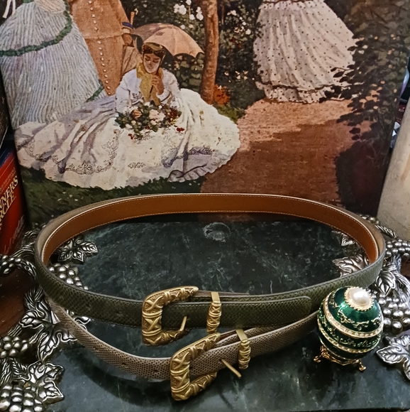 🐶 2 Karen Callan Beautiful Women Belts New! L,💝1 Green&1 Tan Leather Belts.🎁 - Picture 4 of 6